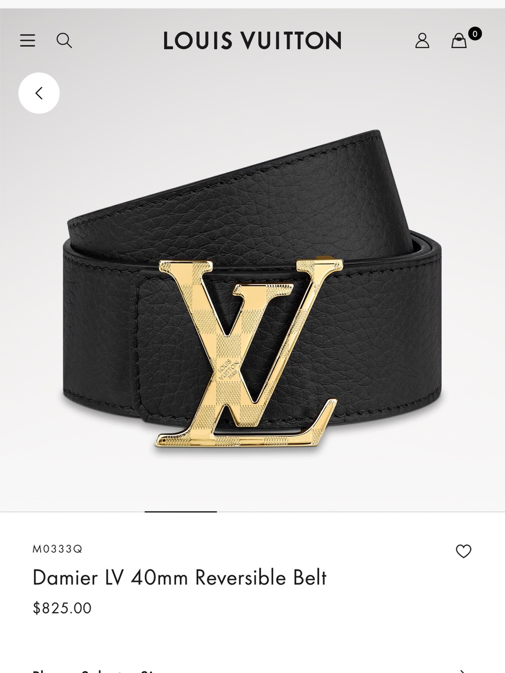 Louis Vuitton Black Leather 40mm Belt with Gold LV Buckle
